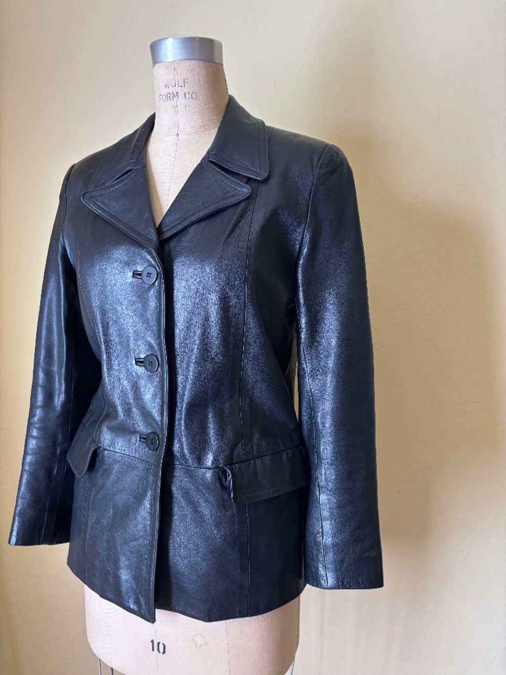 VIVIENNE TAM Black Genuine Leather Shirt Jacket Style BLAZER / JACKET 1 / XS / S